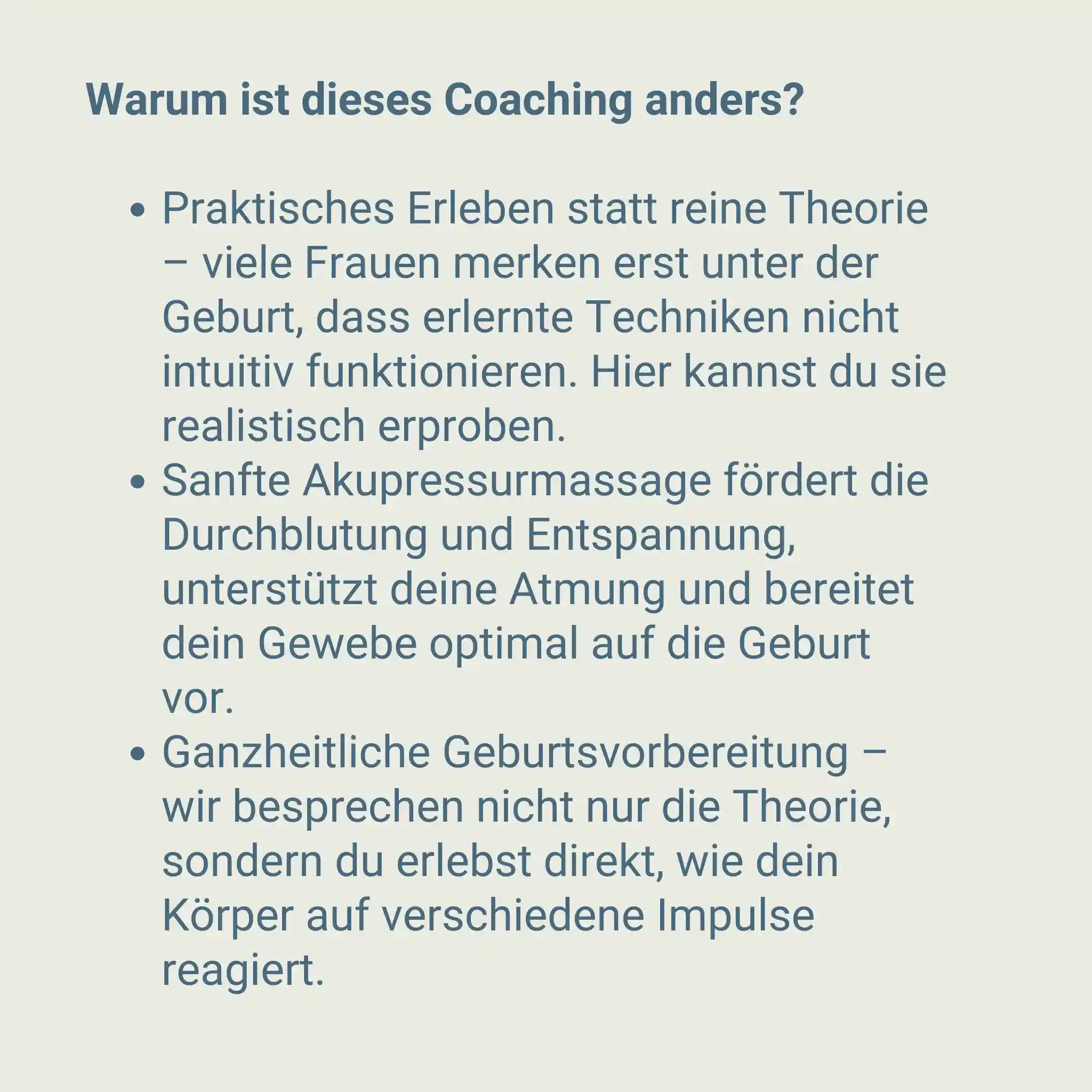 Warum ist dieses Geburtscoaching anders?